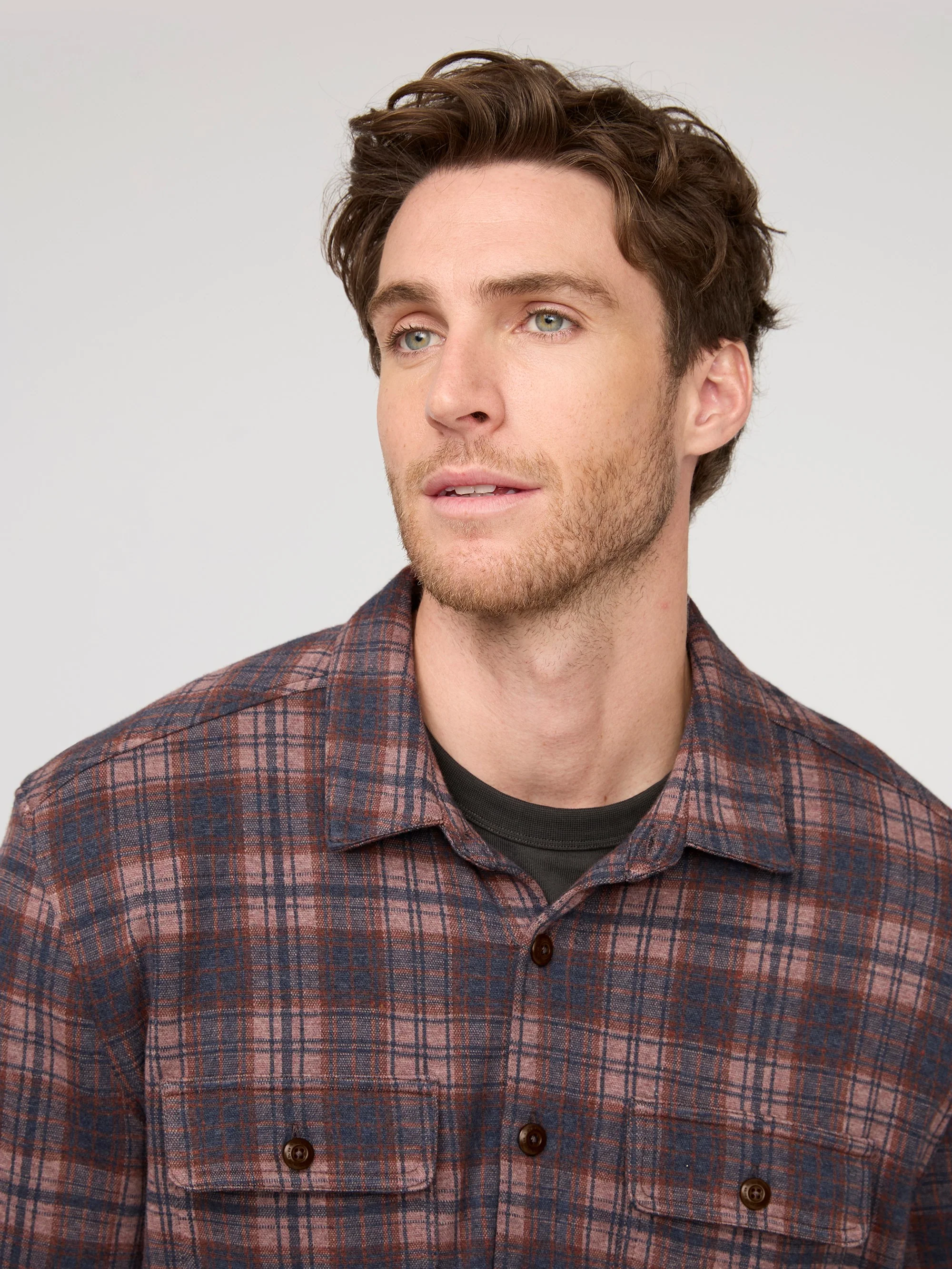 Duer Mens Heather Mauve Plaid Flannel - Image 12
